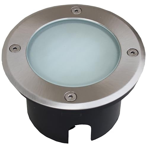 ChiliTec Bodeneinbauleuchte 70mm flach 2 Anschlüsse RUND IP65 Aussen Einbaustrahler für Terrasse Hof Einfahrt Garten Befahrbar Trittfest GX53 Fassung