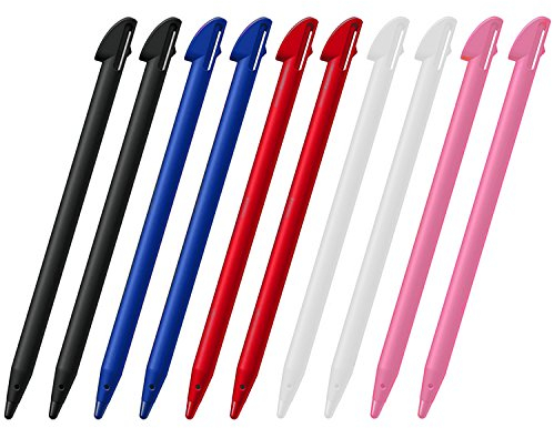 DelTex® - 10 stylets pour Nintendo 3DS XL LL couleur noir, blanc, rose, rouge et bleu