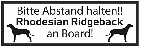 Samunshi® Aufkleber Rhodesian Ridgeback an Board - Schild Sticker Hinweisschild Warnschild Vorsicht Hund 20 x 7cm Rhodesian Ridgeback an Board schwarz