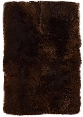 generisch LAMMFELL Teppich Taupe 170 x 110 cm Fell Teppich BRAUN AUS 4 BRITISCHEN LAMMFELLEN