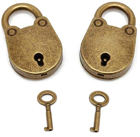mciskin Mini-Vorhängeschloss im antiken Vintage-Stil, Archaisierung, Schlüsselschloss mit Schlüssel, Mini-Bronze, antikes Vorhängeschloss, 2 Sets (Bär)