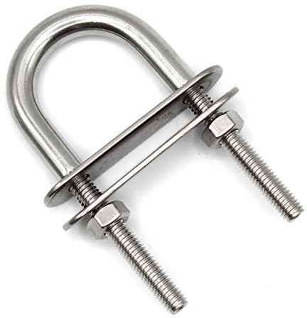HEAVYTOOL U Bolzen 12mm x 85mm Edelstahl V4A AISI 316 Inox mit zwei Gegenplatten (2 Stück) Bügelschraube U Schraube Bügelbolzen U-Klammer U-förmiger Bolzen Rohrschelle