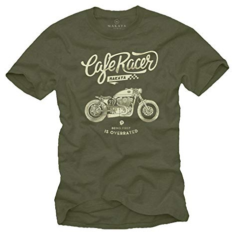 Geschenke für Motorradfahrer - Motorrad T-Shirt für Herren mit Spruch - Vintage Biker Motiv Grün M