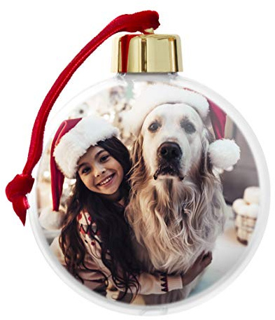 Shot2go Große Weihnachtskugel in Geschenkbox, personalisierbar, mit 2 eigenen Fotos