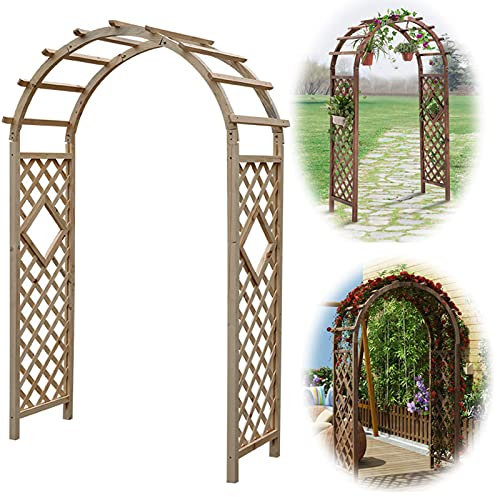 Rosenbogen Holz,Kiefer Imprägniert Gartenbogen,Pergola Rankgitter Für Kletterpflanzen,Hochzeitsbogen,Torbogen Spalier,Gartenlaube,Rankhilfe Rankgitter,wetterfest und freistehend,120x215cm/140x225cm