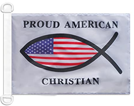 BOOTFLAGGE CHRISTLICHER FISCH AMERIKANISCHE ICHTUS FIERTÉ 45x30cm - CHRISTENTUM BOOTSFAHNE 30 x 45 cm Marine flaggen AZ FLAG Top Qualität