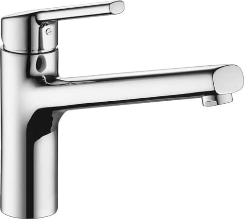 Abnehmbare ganzchrom Kückenarmatur von KWC ist für Unterfenstermontage geeignet.