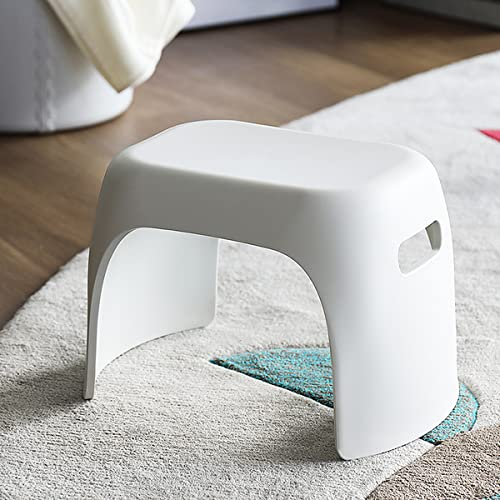 ACMHNC Hocker Kunststoff Stapelbar, Badhocker für die Dusche Weiss Tragbar Schemel Kinder Bad, Platzsparend Kinder Hocker Schreibtisch mit rutschfeste Matte, Hocker Niedrig für Küche Badezimmer