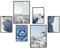 AllBlue Premium Poster Set 6 Blaues Meer Strand Bilder Deko Schlafzimmer, Wohnungs Deko, Deko Wohnzimmer Modern Home Deko (A3x2, A4x4, ohne Rahmen)