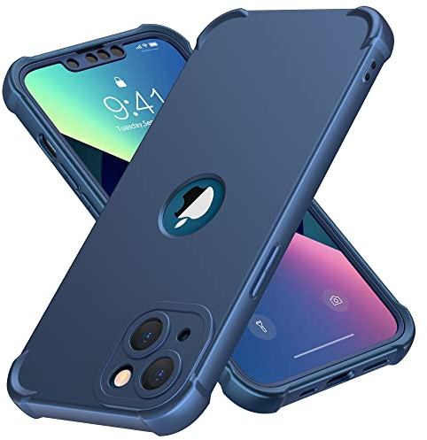 ORETECH für iPhone 13 Hülle, mit 2 Stück Schutzfolie, 360 Grad Ganzkörper Stoßfest Kratzfest Silikon Handyhülle für iPhone 13 6,1 Zoll,Blau