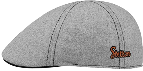 Stetson Texas Retro Script Flatcap - Modische Mütze - Dynamischer Gatsby-Stil - Schiebermütze aus Wollmix - Herren - Herbst/Winter hellgrau L (58-59 cm)