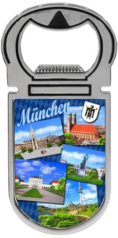 München 5er Collage Metall Flaschenöffner Magnet Souvenir Germany 9 cm