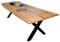 SAM Baumkantentisch 280 x 100 cm Polly, Epoxidharz-Adern in Schwarz, Akazienholz massiv + naturfarben, Esstisch mit X-Eisengestell Schwarz, Tischplatte 26 mm, Esszimmertisch mit echter Baumkante