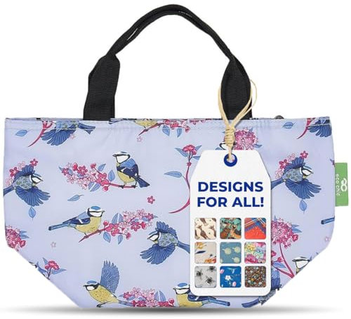 ECO CHIC leichte faltbare Lunchtasche | Wasserabweisende, isolierte Kühltasche für Arbeit/Picknicks/Wandern/Camping-Grillabende (Blaumeisen Lila)