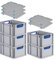 PROREGAL SuperSparSet 5x Eurobox NextGen Color mit Auflagedeckel & Schiebeschnappverschlüsse, HxBxT 22x30x40cm, 20L, Griffe blau offen, Glatter Boden, Eurobehälter Transportbox Transportbehälter
