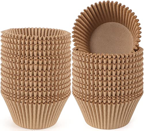 Caperci Jumbo Cupcake Liners Natural Muffin Baking Cups 300-Count, No Smell | No Smell, Food Grade, Balanced Non-stick & Unbleached Greaseproof Paper Large Muffin Liners for Big Muffins & Cupcakes