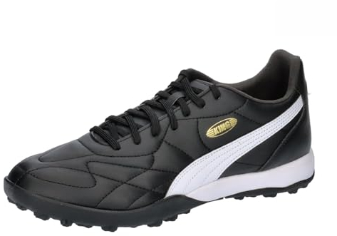 PUMA Unisex King Top Tt Soccer Shoe, Black White Gold, 46 EU