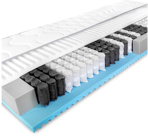BMM Matratze 160x190 cm Komfort 23 TFK Härtegrad H4/Taschenfederkernmatratze Öko-Tex Zertifiziert/ergonomische 7 Zonen Matratze Höhe 23 cm/Matratzen produziert in Deutschland