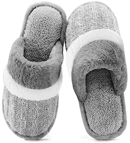 GOEWY Pantoufles confortables pour femmes, chaussures d'intérieur et d'extérieur pelucheuses avec semelle antidérapante en mousse à mémoire de forme, cadeaux pour femmes, maman, petite amie, dames