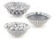 H&H Seta Set 3 Coppe Poke in Porcellana, Tonde, Decori Assortiti, 21cm