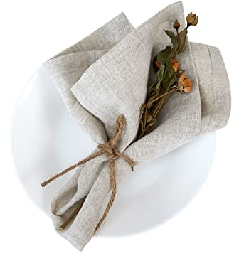 Linen Napkins Leinen Servietten 45 x 45 cm,100% Leinen Stoffservietten Set von 6, für Partys Weihnachten Thanksgiving Hochzeiten, Maschine Waschbar