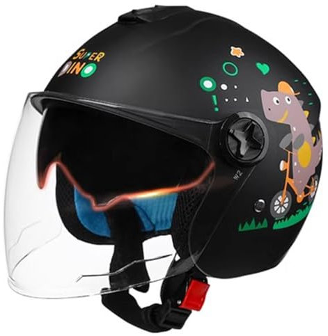 Casco Jet Con Visiera Parasole, Caschi Per Scooter Per Bambinicaschi Per Ciclomotorecaschi Per Bicicletta, Per Bambini 5-12 Anni C,50~56cm