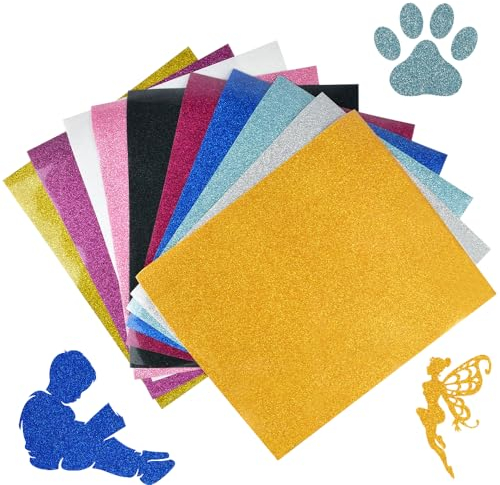 MININUSI 10 Pcs Vinilo Textil Termoadhesivo Brillo 30.5 * 25cm Vinilo Textil Imprimible Vinilo Ropa Plancha Vinil Textil Termotransferible Vinil para Tela Transfer Textil para Rotular Camisetas