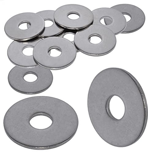 Rondelles Metal Inox M4 : 50pcs Extra Large (Diam.int = 4,3mm x Diam.ext = 16mm) Plate Type LL en Acier Inoxydable A2 | Carrossier Bricolage Réparation | Anti-Corrosion Exterieur-Interieur