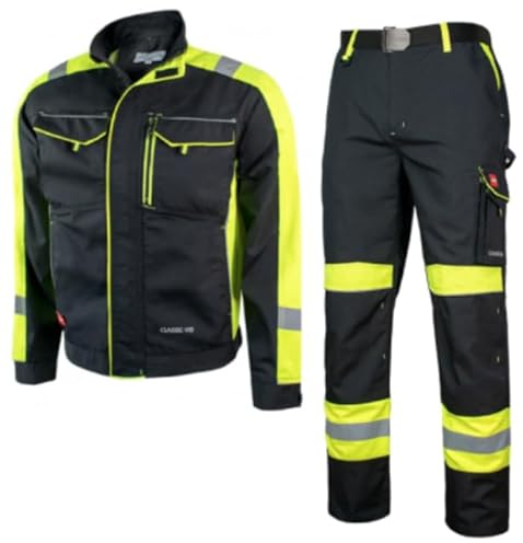 KEILOR Arbeitskleidung: Arbeitsanzug-Set mit Arbeitsjacke und Arbeitshose Classic Vis Arbeitskleidung Herren Arbeitshose mit Kniepolstertaschen Schutzanzug Langlebige Arbeitskleidung Größe 54