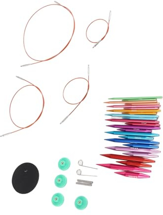 Rundstricknadel, Set mit verschiedenen Farben, mit Aufbewahrungstasche für Bastelarbeiten von 3 bis 8 mm, austauschbar