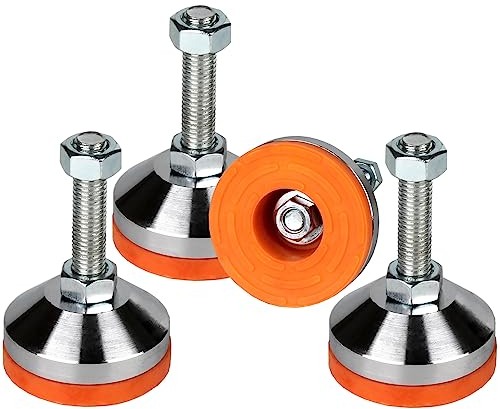 MUHOUZHINANG Pieds de nivellement Robustes,Niveleur de Jambe 2.36 ” Dia Base,Pieds de nivellement réglables Filetage M12, capacité de 1300 LB,Capacité pour établi, Machine (D60xM12x50,4 Pack)