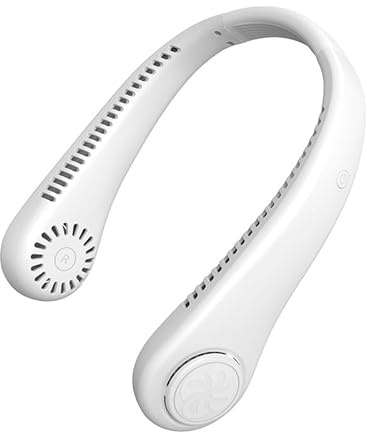 3000mAh Portable Neck Fans Rechargeable, 3 Speed Hanging Bladeless Fan, Soft Neckband, 360° Airflow Cooling, Mini Fan for Outdoor Travel Office Sport (White)