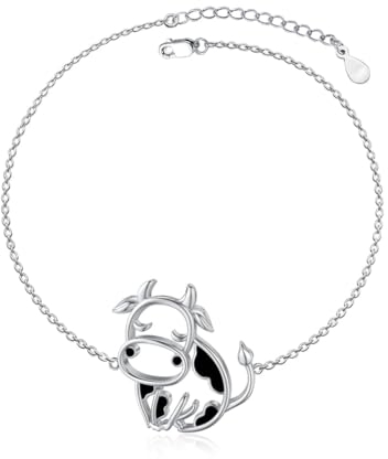 ROMANTICWORK Kuh Armband 925 Sterling Silber Herz Kuh Armband Kuh Schmuck Geburtstag Geschenke für Frauen Mädchen