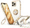 XYZ for iPhone 12 Pro Max Case with Stand, Double Ring Holder Case Heart with Lanyard for Girls Women, Luxury Cute Bling Protective Phone Cover for iPhone 12 Pro Max, White