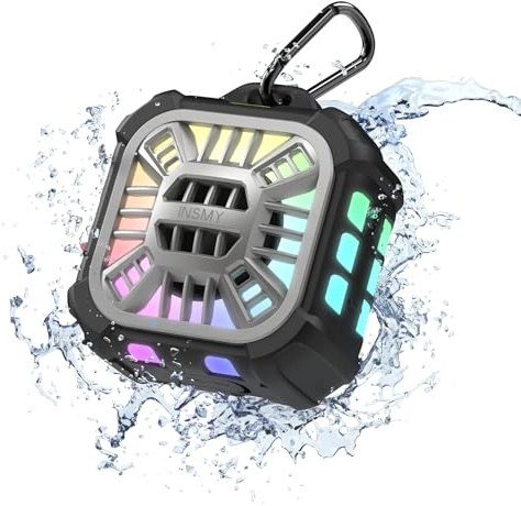 INSMY Haut-Parleur Bluetooth, étanche IPX7, Portable, Haut-Parleur de Douche, synchronisation sans Fil, Plus de 100 Haut-parleurs, Basses puissantes, 24 Heures d'autonomie/Flottant/lumières RVB/BT5.3