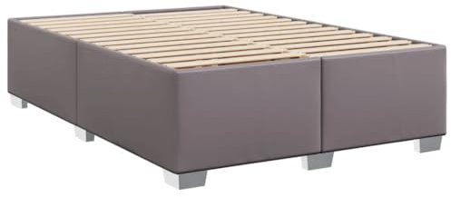 vidaXL Bettgestell, Bettrahmen mit Lattenrost, Polsterbett Bett für Schlafzimmer, Doppelbett Schlafzimmerbett, Grau 140x190cm Kunstleder