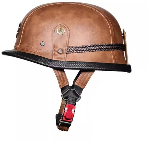 Casco Demi Jet Vintage Mezzo Caschi Cromwell Moto per Moto Scooter Casco Scodella ECE Omologato Adult Cruiser Chopper Mezzo Casco per Donna Uomo 1,M=57~58cm