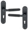 Infinity Decor Pair of Knurled Lever on Keyhole Backplate Lock Door Handles Set - Ideal for Interior & Exterior Doors (Matt Black)