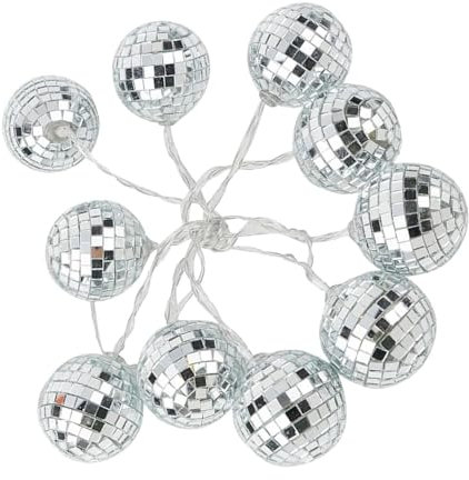 puzzlegame Disco-Spiegelkugel-Lichterkette,Disco-Kugel-Lichterkette - 10 Stück LED-Kugellicht - Discokugel-Ornamente, Baumlichtkugeln, 70er-Jahre-Disco-Partyzubehör, Spiegel, Discokugel,