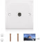 White Coax Wall Faceplate, Single Gang TV/FM Coaxial Outlet 50/60HZ Aerial Junction, Flame Retardant, Easy Installation