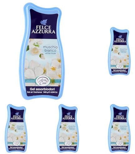 Felce Azzurra - Aria di Casa Profumatore Gel per l' Ambiente Muschio Bianco, Puro Benessere - 140 gr (Confezione da 5)