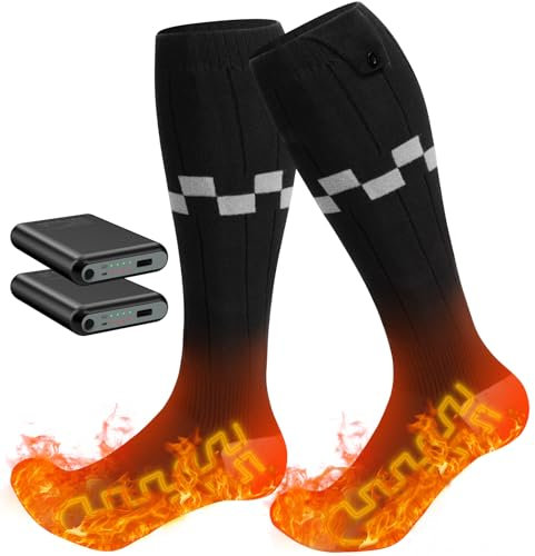 Heated Socks,iKuchelife Rechargeable 7500mAh Batteries Electric Socks,4 Temperature Adjustable Full Foot Winter Socks,Heated Socks for Men Suitable for Skiing Cycling Winter Foot Warmer Gifts