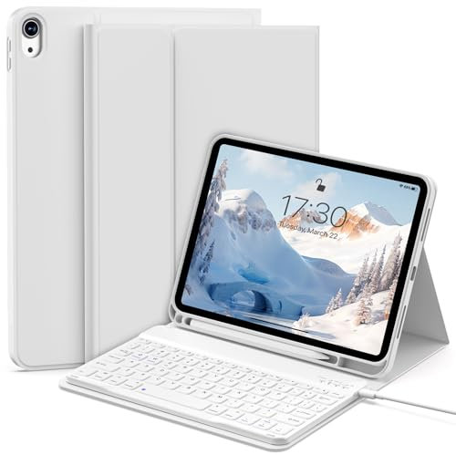 aoub Keyboard with Case for iPad 11th Generation 2025 (A16) 11 inch/ 10.9 inch 10th Generation 2022, Keyboard Case with Pencil Holder for iPad 11/10 Gen, QWERTY UK Layout, Grey