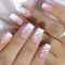 Lot de 24 faux ongles roses blancs à coller sur les ongles brillants pour femme et fille