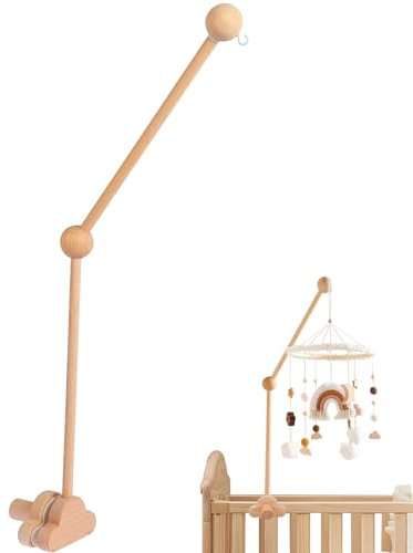Qintora Baby Mobile Halterung,Mobile Halterung Holz,Mobile Halterung Fur Babybett,HöHenverstellbar DIY Baby Mobile Halter Halterung Gestell Stange Fur AufhaNgung Spieluhr Windspiel Bettglocke