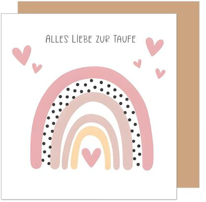 Edition Seidel Premium quadratische Glückwunschkarte zur Taufe mit Umschlag. Taufkarte Grußkarte Karte Regenbogen Taufkind Junge Mädchen Kinder (ETQ112 SW025)