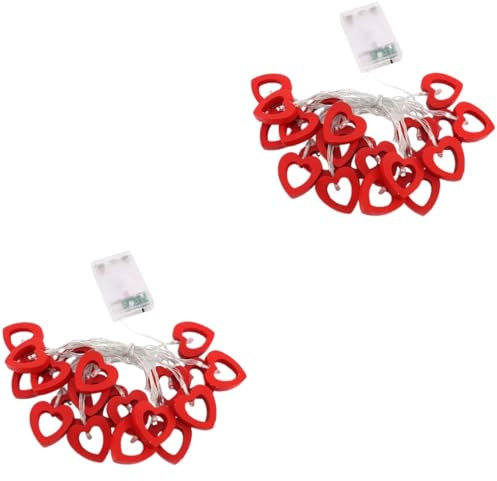 PRETYZOOM 2 Stück Schnur Liebe Form Lichterkette Neonschild nach Maß Pendelleuchtenschirm Fee wandverkleidung wand polsterung hochzeitsdeko LED-Lichterkette aus Holz hölzern rot