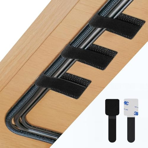 Abnii 50 unidades de organizador de cables para debajo del escritorio, correas autoadhesivas para ordenar cables, organizador de cables para TV, PC, portátil, Ethernet, escritorio, negro, pequeño