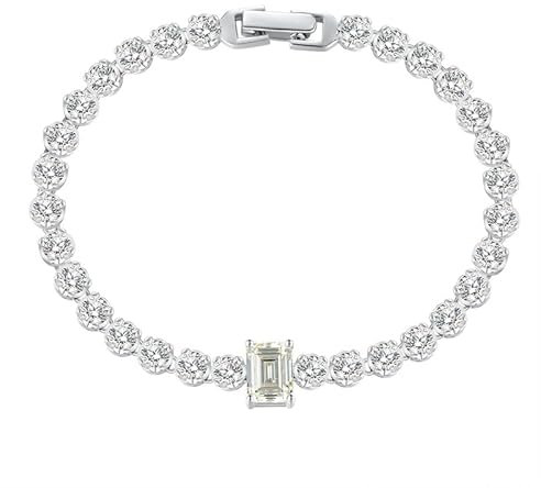 WAHZAUS Tennis-Armbänder für Damen, Zirkonia, Hochzeitsarmbänder für Bräute, 925er-Sterlingsilber, Geburtstagsschmuck für Mutter, Ehefrau, Großmutter, 7 Inch, Silber, Zirkonia