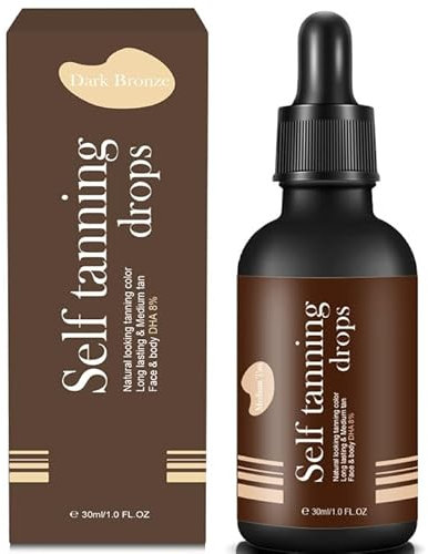 30ml Gouttes autobronzantes, Sérum auto-bronzant pour le visage,Sérum de Bronzage, Autobronzant concentré à mélanger avec les soins du visage,Hydrate et nourrit, La plupart Types de Peaux (Brun)